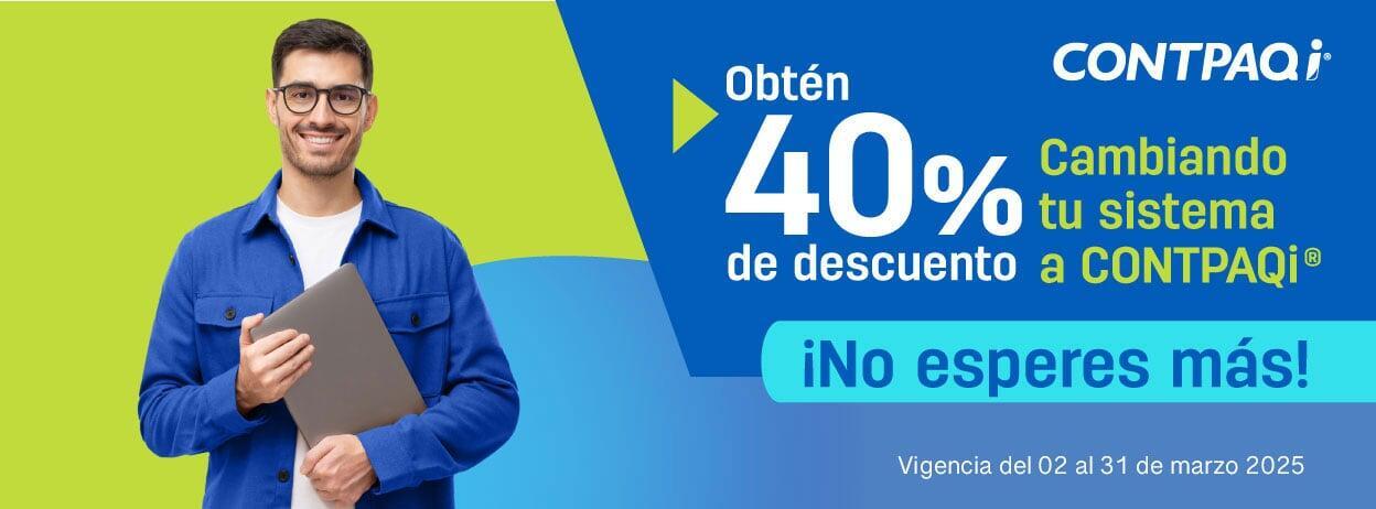 Cambia tu sistema a CONTPAQi y obtén el descuento del 40%