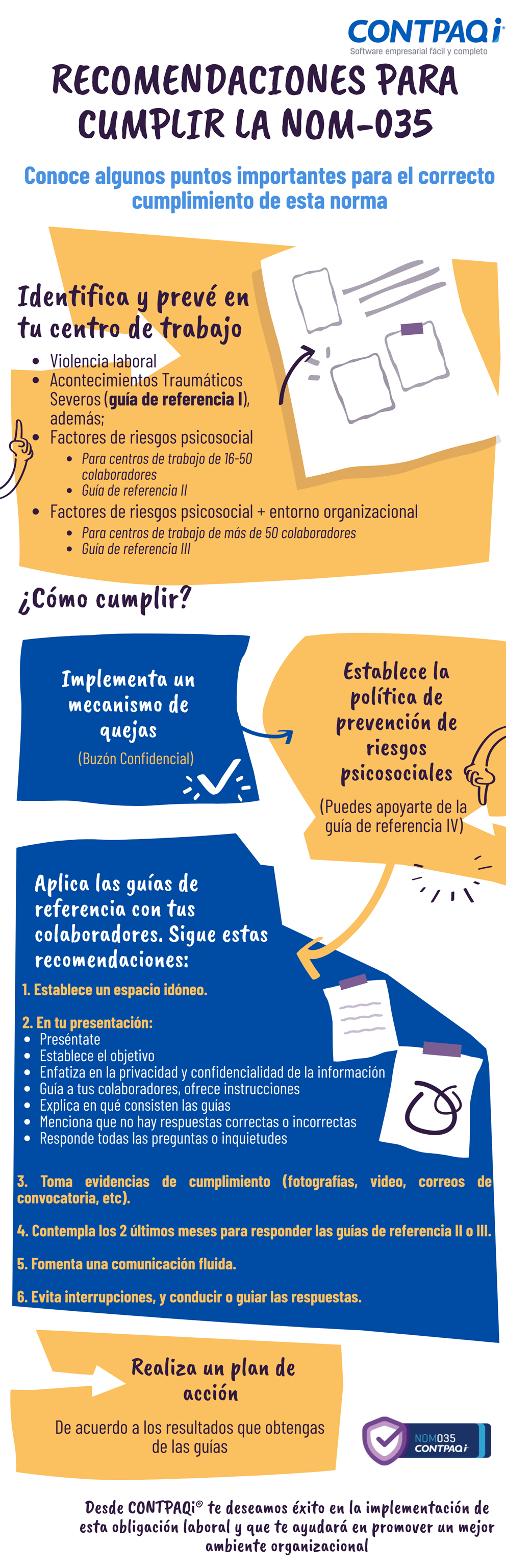 Infografía recomendaciones para cumplir con la NOM035