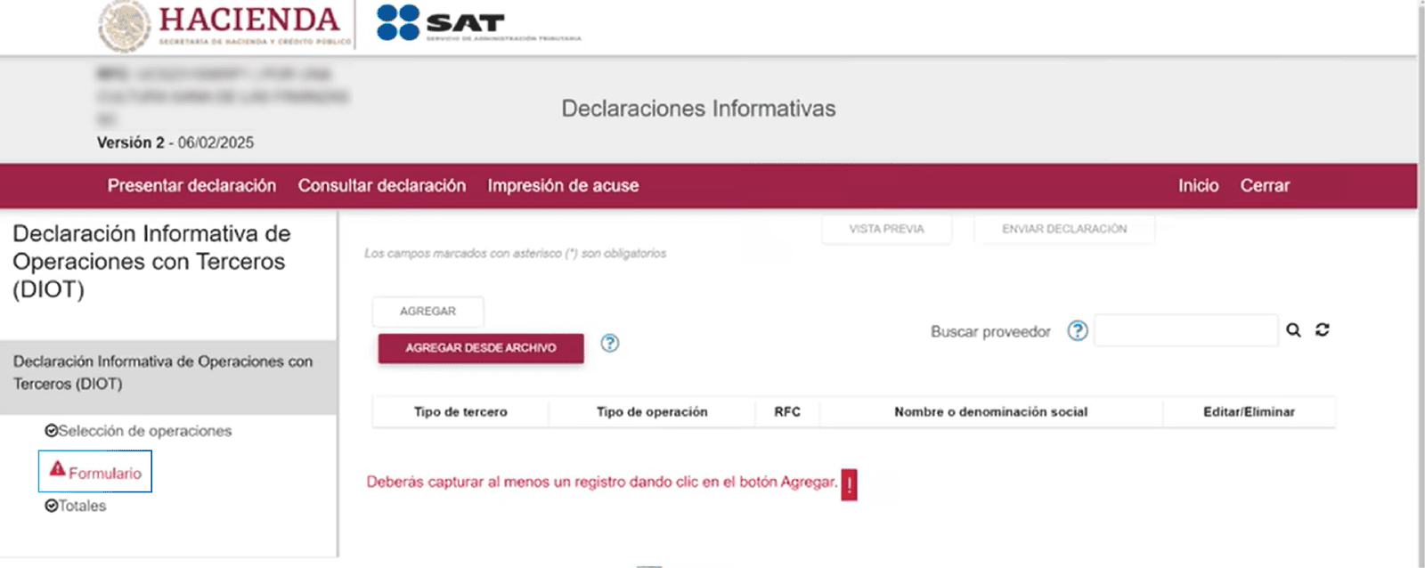 ¿Cómo enviar la DIOT al SAT paso a paso?