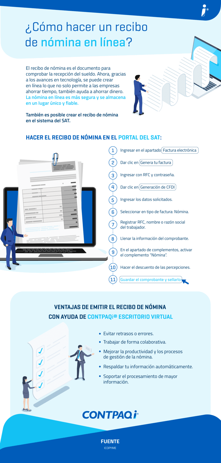 Infografía sobre cómo hacer un recibo de nómina en línea