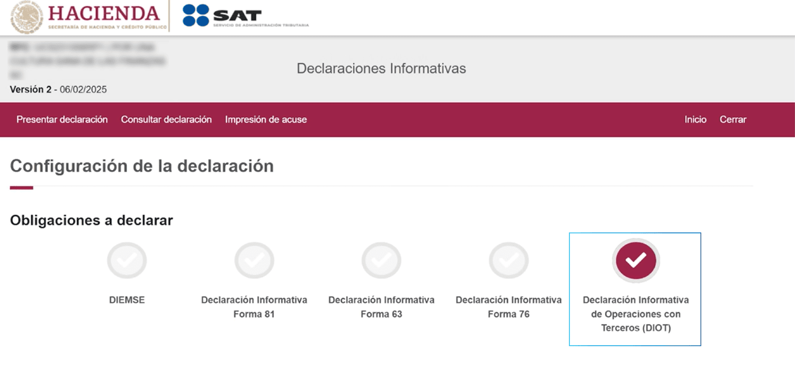 Declarar DIOT en nueva plataforma del SAT