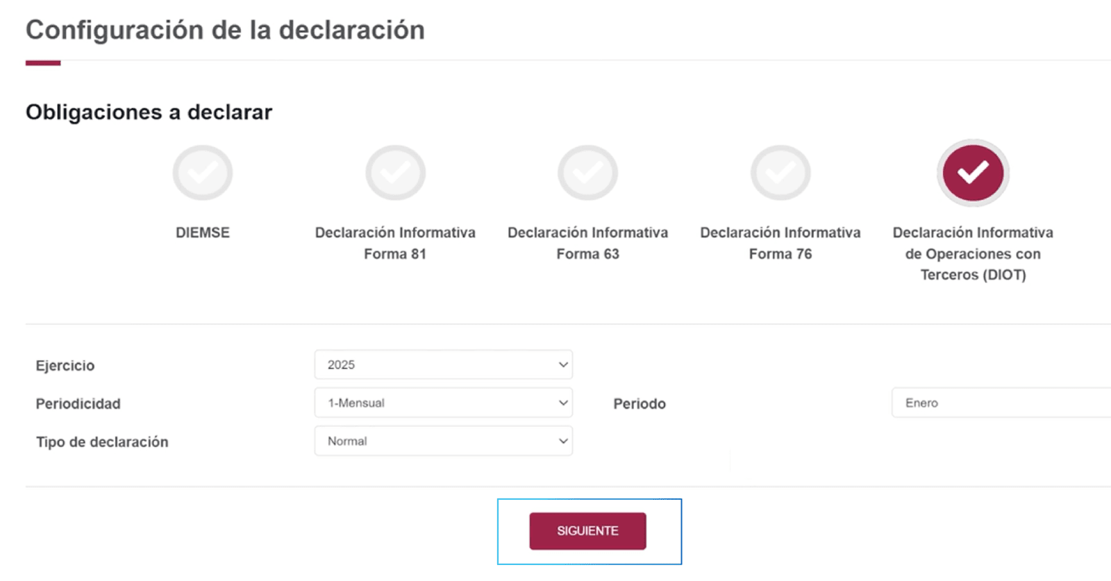 Configuración de DIOT en plataforma del SAT